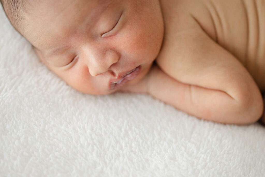 detail shot of newborn baby face