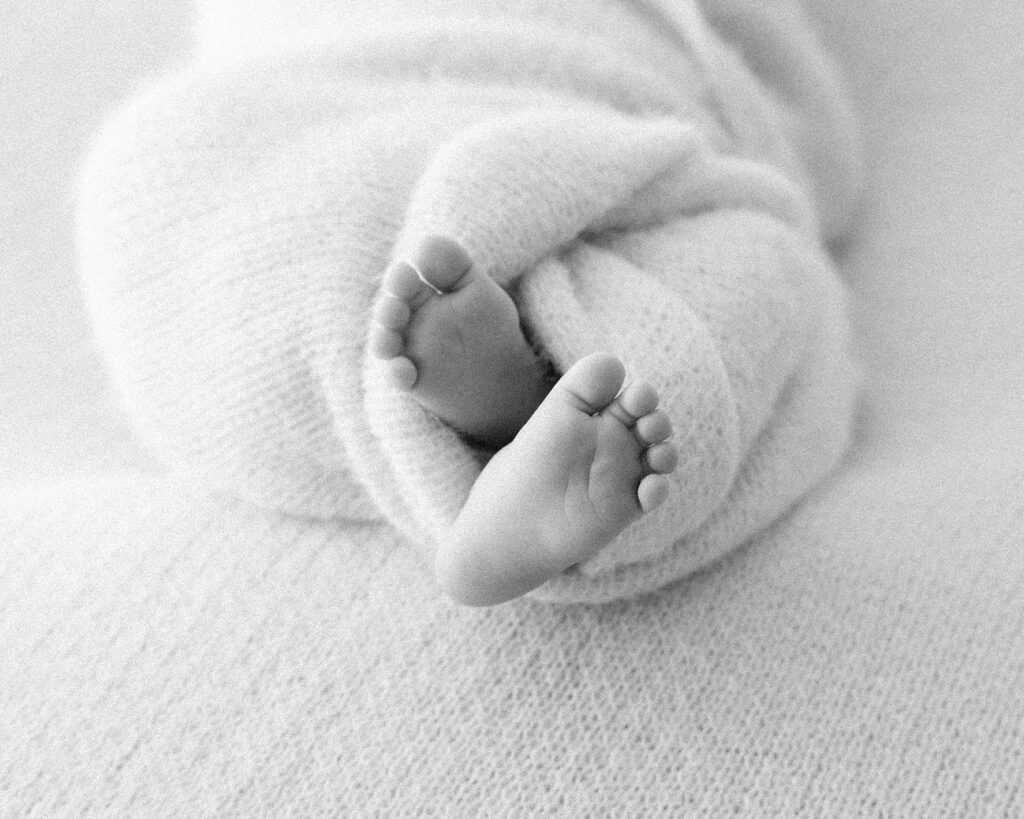 detail shot of newborn baby feet