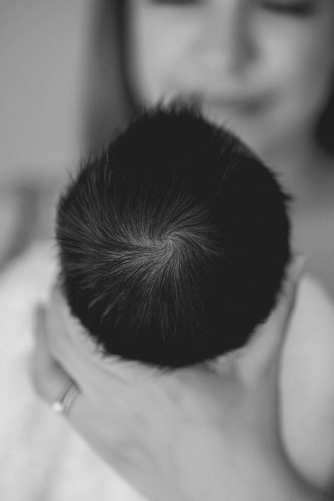 detail shot of newborn baby's hair