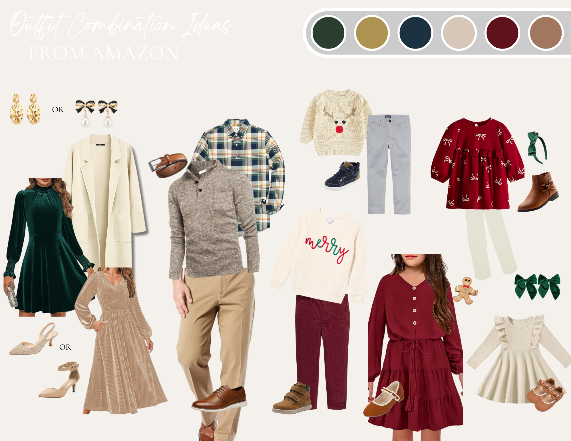 neutral color palette example of clotes for a family for Christmas photos in Fort Collins, Co