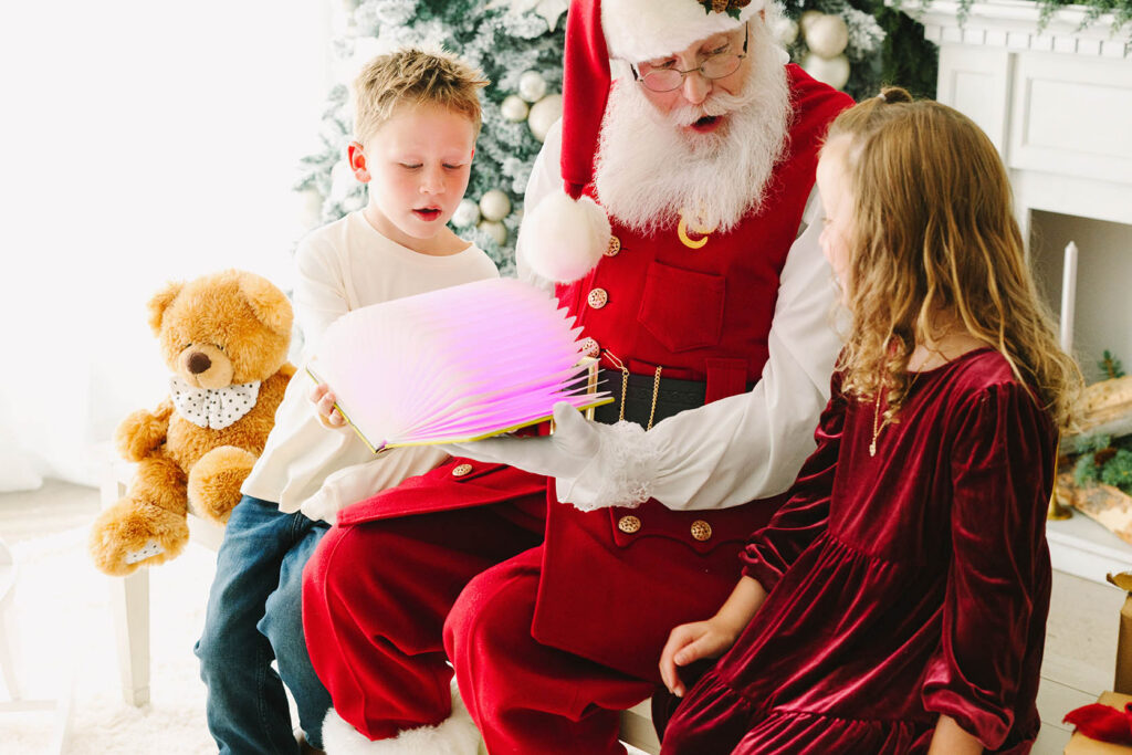 two children seeing if they're on the naughty or nice list